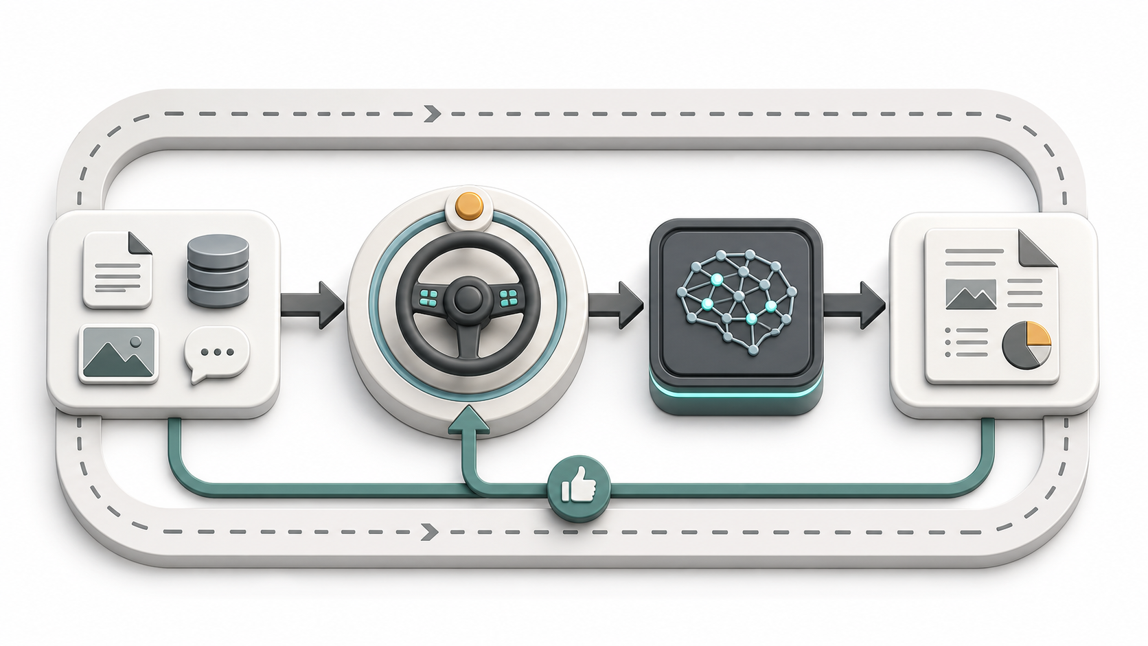 A generated diagram shows an AI agent loop with a human control point, an output artifact, and feedback returning through a bounded lane.